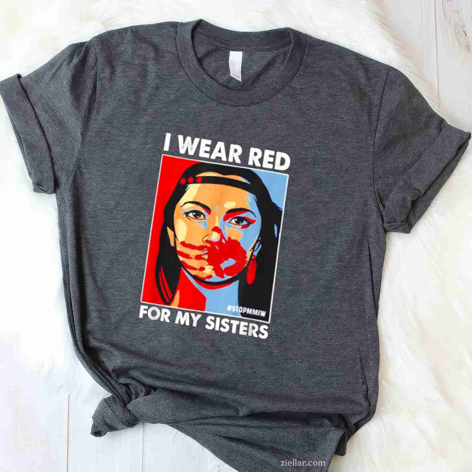 I Wear Red For My Sister, A Native American Stop Mmiw T-Shirt And Tee For Adults