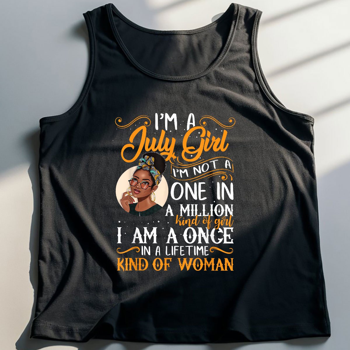 I'm A July Girl Black Women Cancer Tank Top Shirt, Patriotic USA Independence Day Gift