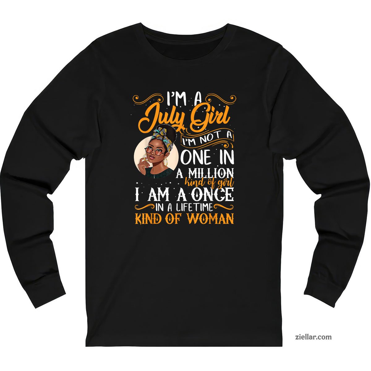 I'm A July Girl Black Women Cancer Long Sleeve Shirt, Patriotic USA Independence Day Gift
