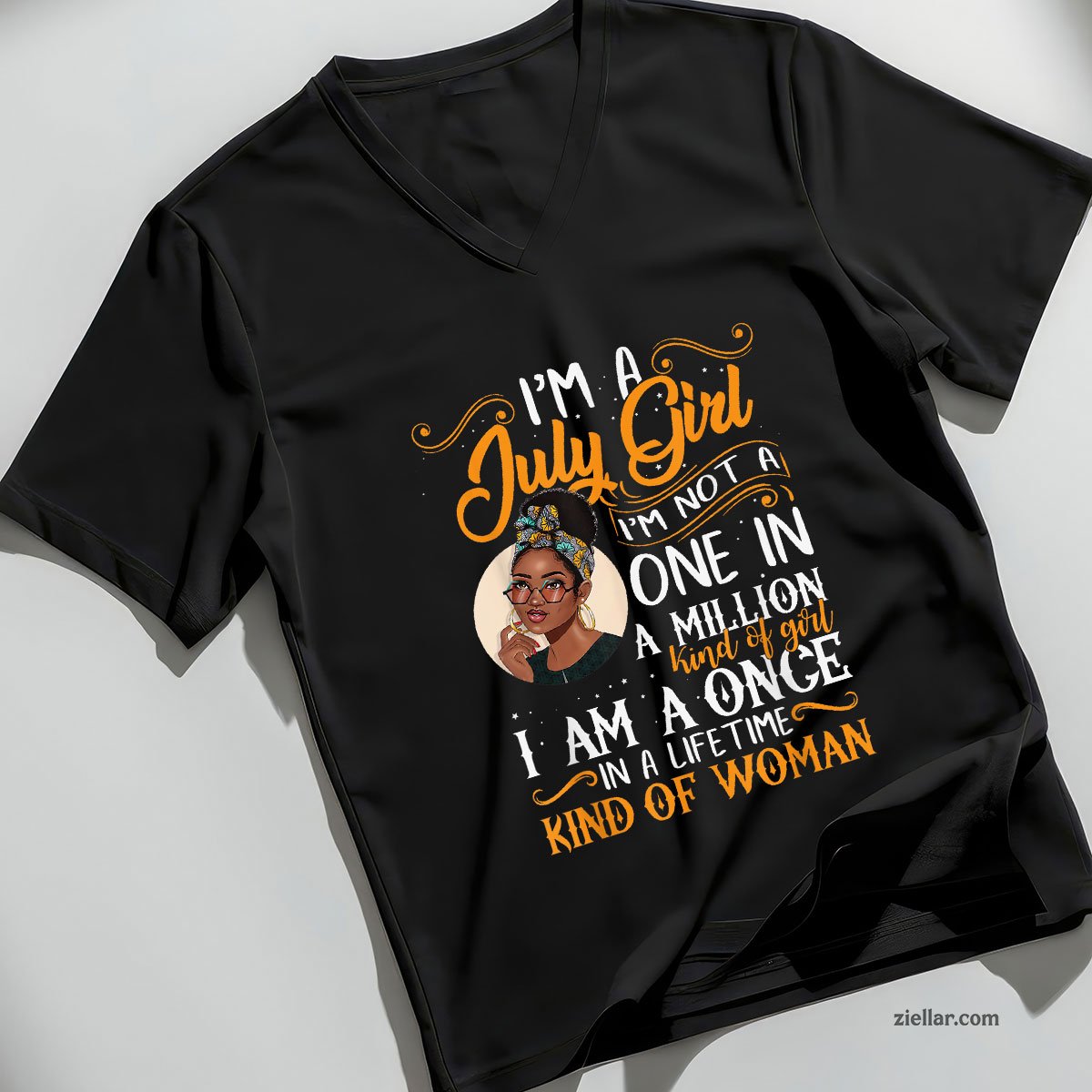 I'm A July Girl Black Women Cancer V-Neck Shirt, Patriotic USA Independence Day Gift