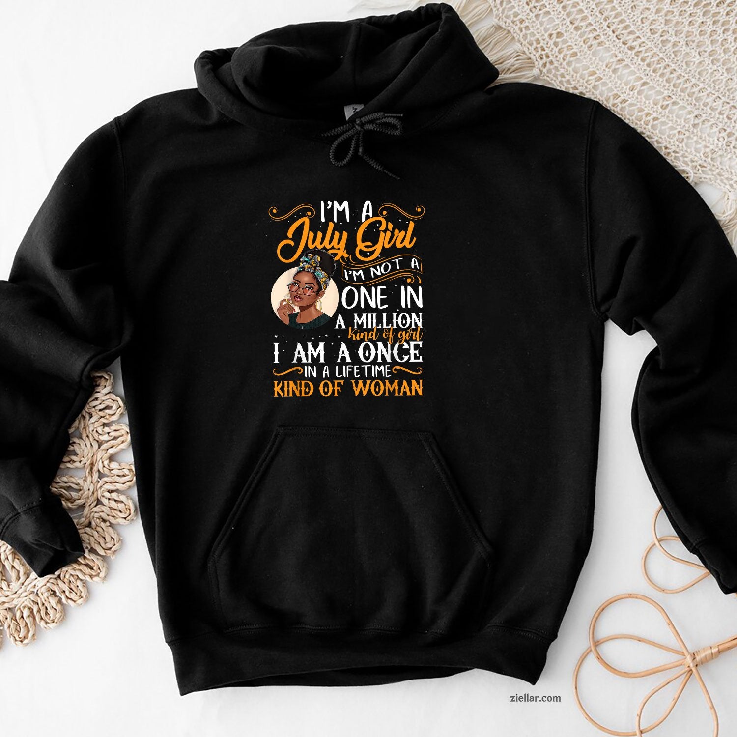 I'm A July Girl Black Women Cancer Hoodie Shirt, Patriotic USA Independence Day Gift