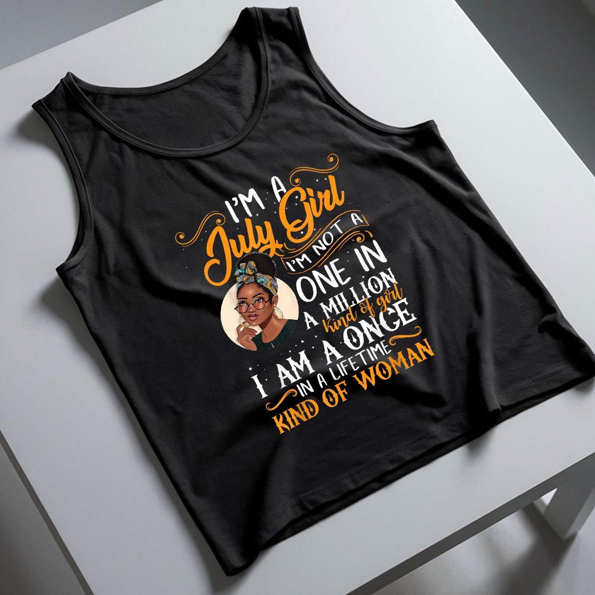 I'm A July Girl Black Women Cancer Tank Top Shirt, Patriotic USA Independence Day Gift