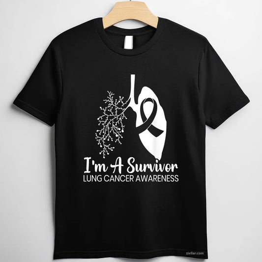 I'm A Survivor Lung Cancer Awareness Month White Ribbon T-Shirt
