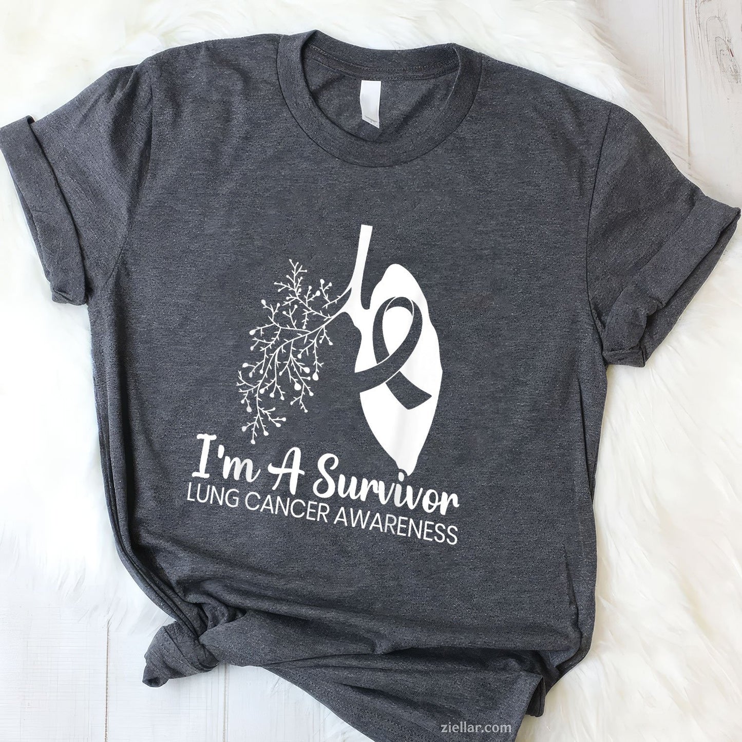 I'm A Survivor Lung Cancer Awareness Month White Ribbon T-Shirt