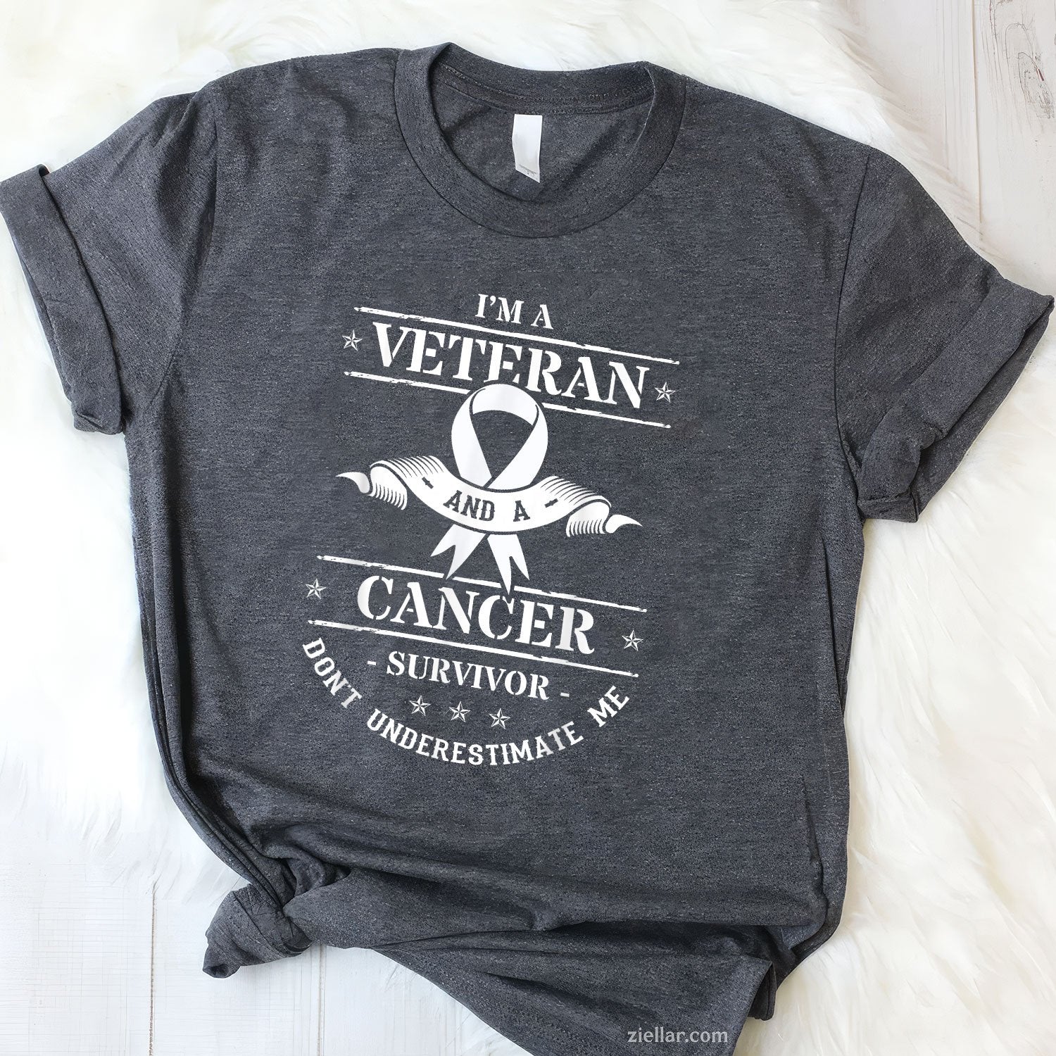 I'm A Veteran And A Cancer Survivor Don't Underestimate Me Tee and T-Shirt, Lung Cancer Awareness Support T-Shirt for Men and Women Adults