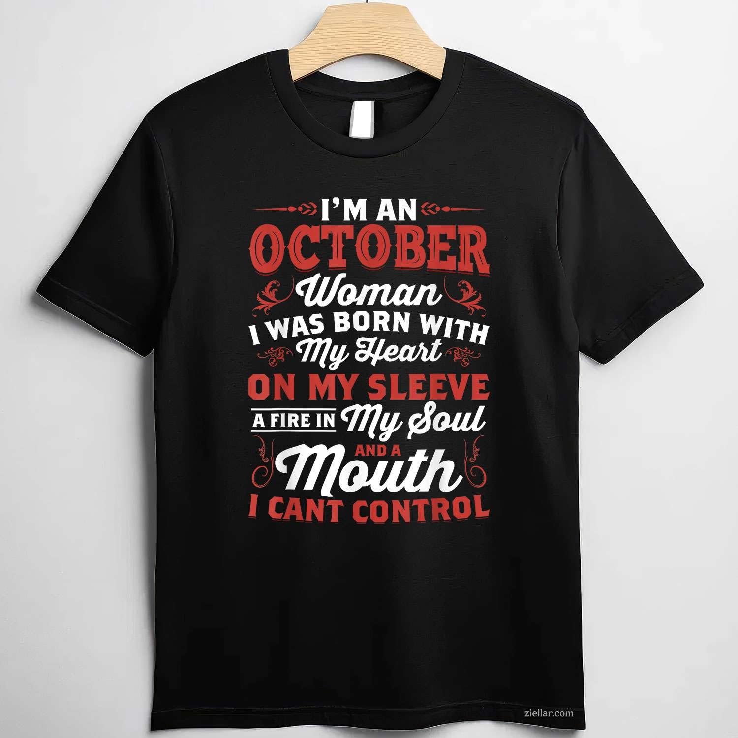 I'm An October Women Queen Born In October Tee, Birthday T-Shirt for Men Women Adults Unisex, Vintage Retro Graphic, Funny Novelty Gift
