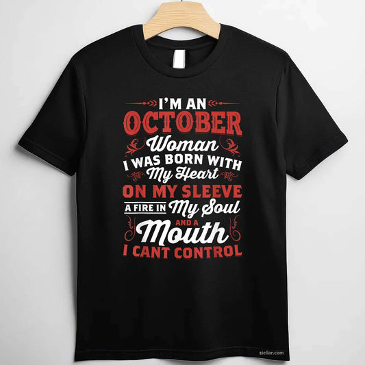 I'm An October Women Queen Born In October Tee, Birthday T-Shirt for Men Women Adults Unisex, Vintage Retro Graphic, Funny Novelty Gift