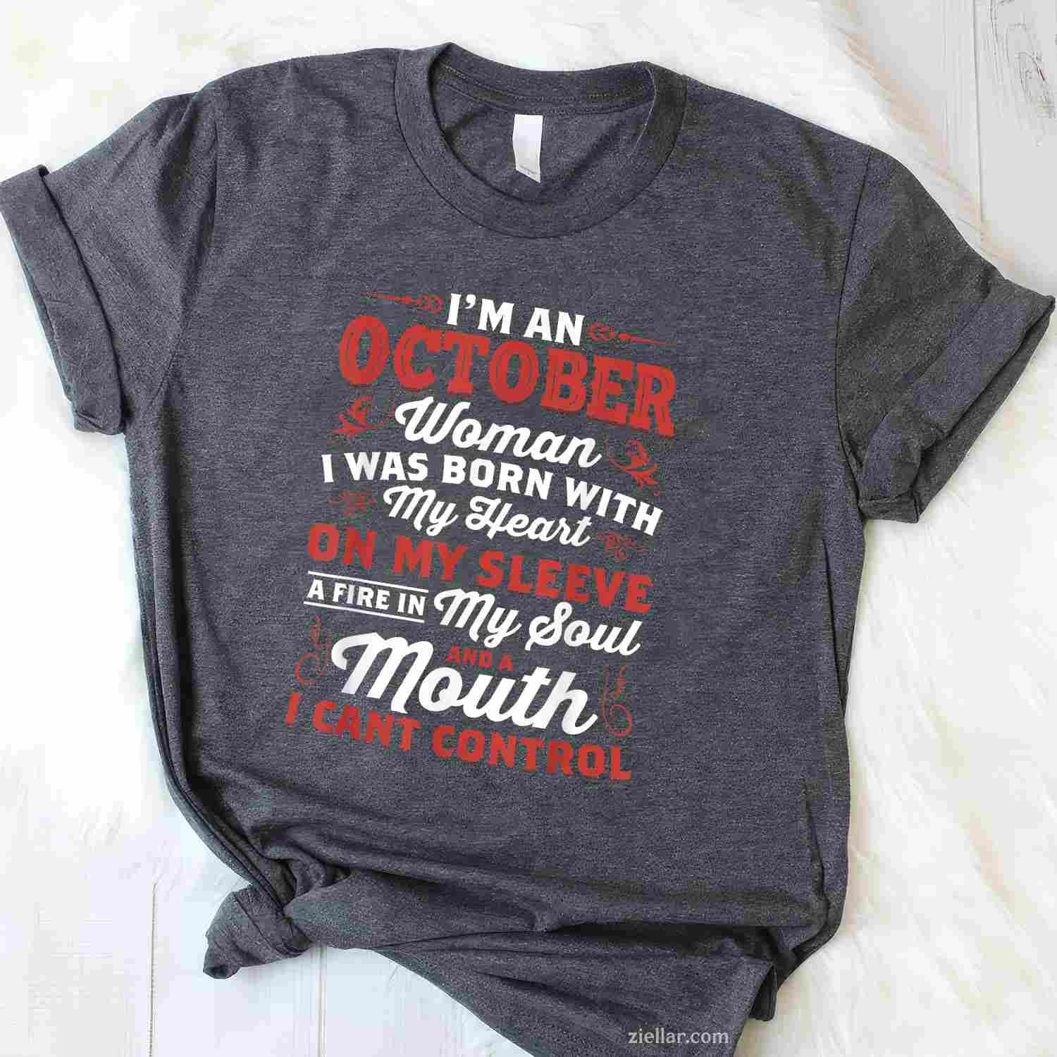 I'm An October Women Queen Born In October Tee, Birthday T-Shirt for Men Women Adults Unisex, Vintage Retro Graphic, Funny Novelty Gift