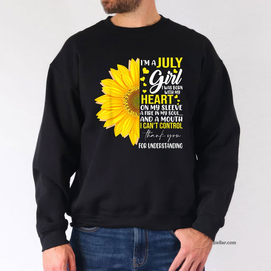 I'm July Girl Sunflower Matching Born On Birthday Sweatshirt
