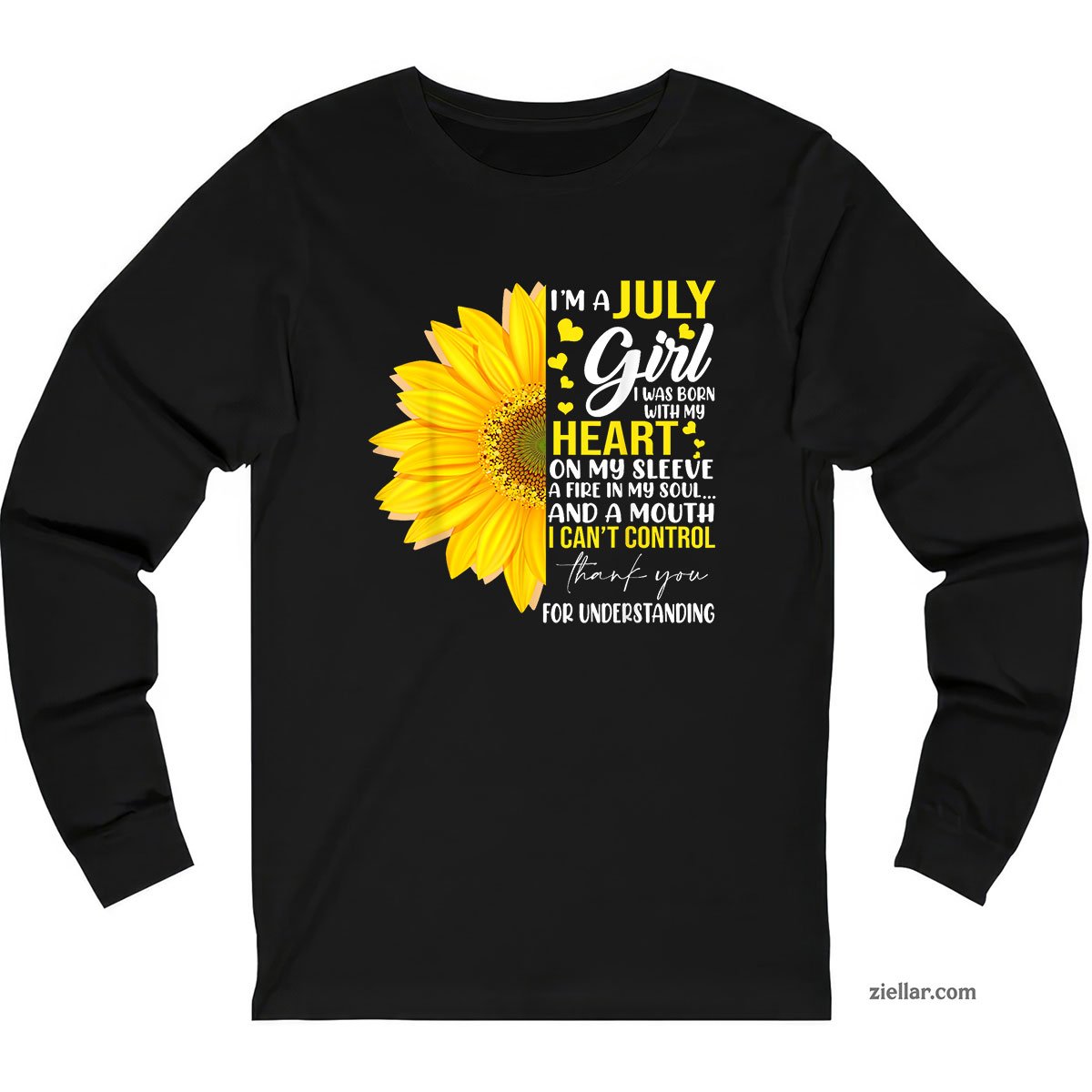 I'm July Girl Sunflower Matching Born On Birthday Long Sleeve Shirt