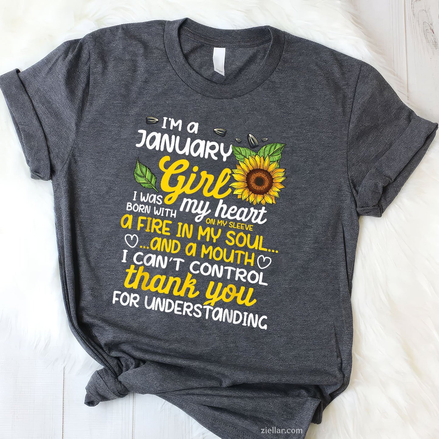 I'm a January Sunflower Queen Tee and T-Shirt, Birthday T-Shirt Gift for Women Born in January
