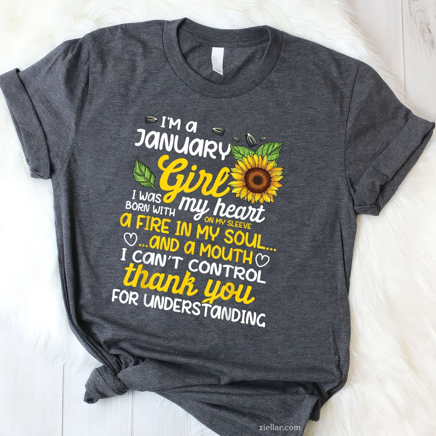 I'm a January Sunflower Queen Tee and T-Shirt, Birthday T-Shirt Gift for Women Born in January