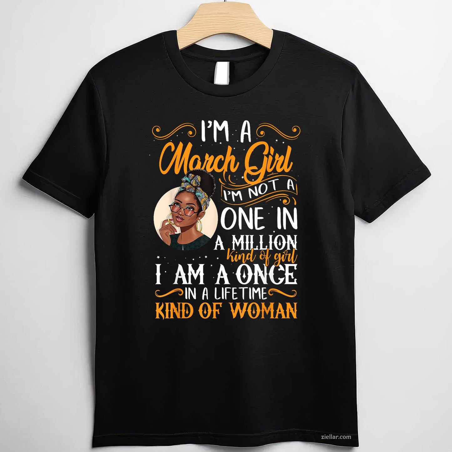 I'm a March Girl Tee and T-Shirt, Black Women Pisces Birthday T-Shirt Gift for Adults
