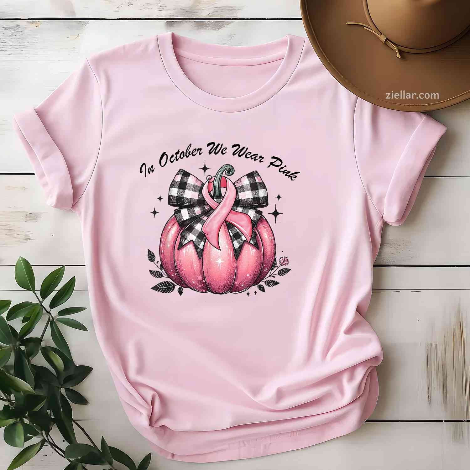 In October We Wear Pink Breast Cancer Pink s For Women Funny Graphic Tee and T-Shirt Gift for Adults Men Women Unisex