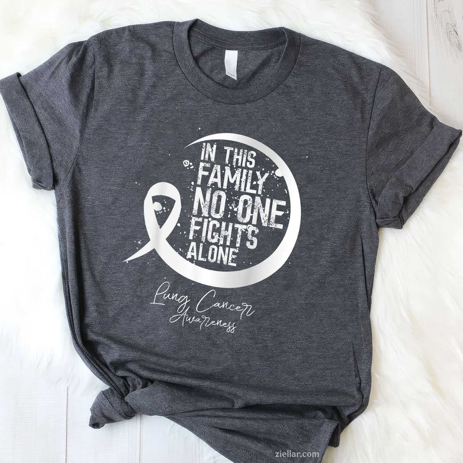 In This Family No One Fights Alone Lung Cancer Gift Tee T-Shirt