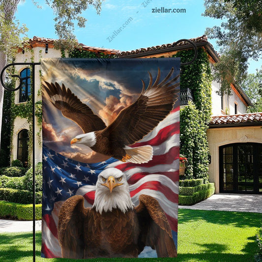 Independence Day Garden Flag - Patriotic Eagle Outdoor Banner for Yard Decor
