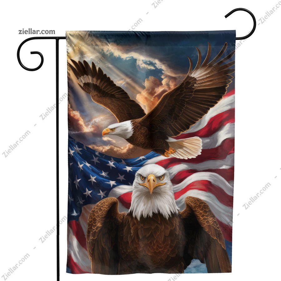 Independence Day Garden Flag - Patriotic Eagle Outdoor Banner for Yard Decor