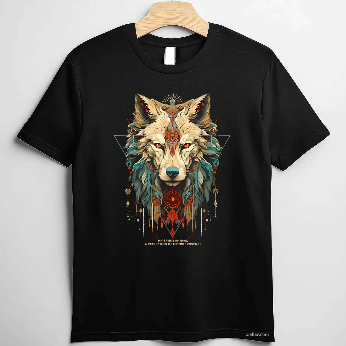 Indian Native American Woman With White Wolf Vintage Gift T-Shirt And Tee For Women