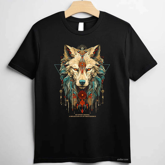 Indian Native American Woman With White Wolf Vintage Gift T-Shirt And Tee For Women