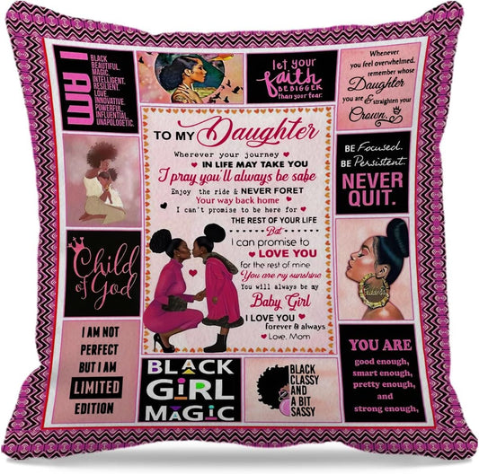 Inspirational Quote Pillow Case for Daughter, Gift from Mom for Birthday, Living Room Decor