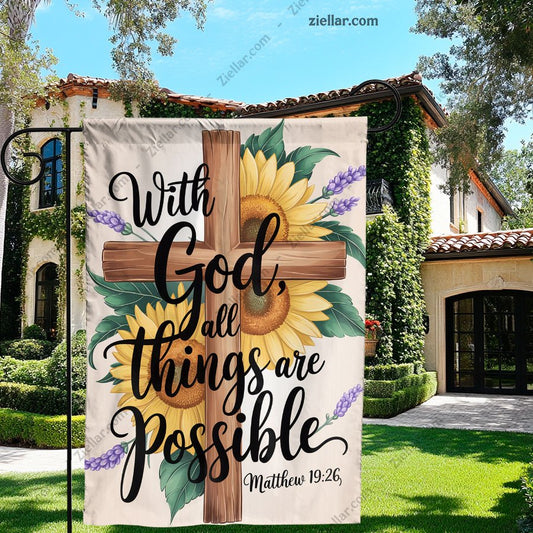 Inspirational Sunflower Garden Flag 12x18 Inch, Double Sided Floral Yard Decor