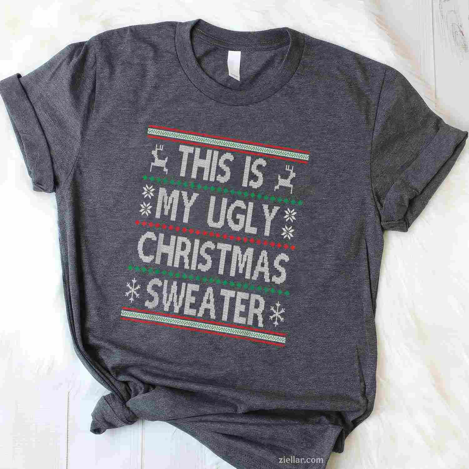 It'S Too Hot For Ugly Christmas Sweaters Coonhound Dog T-Shirt_ Funny Dog Lover Holiday Tee
