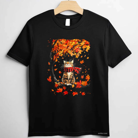 It's Fall Y'all Thanksgiving Cat Leaf Fall Tree Hello Autumn T-Shirt and Tee for Adults Men Women Unisex