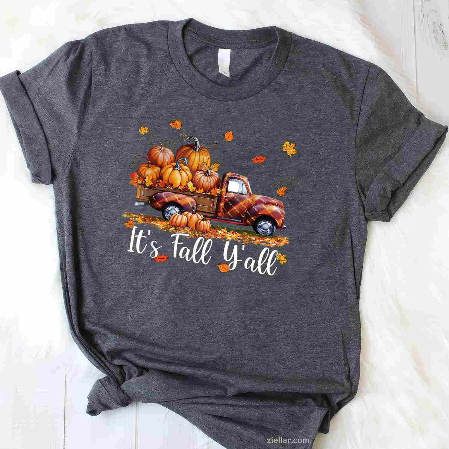 It's Fall Y'all Pumpkin Truck Autumn Tree Hello Fall T-Shirt and Tee for Adults Men Women Unisex