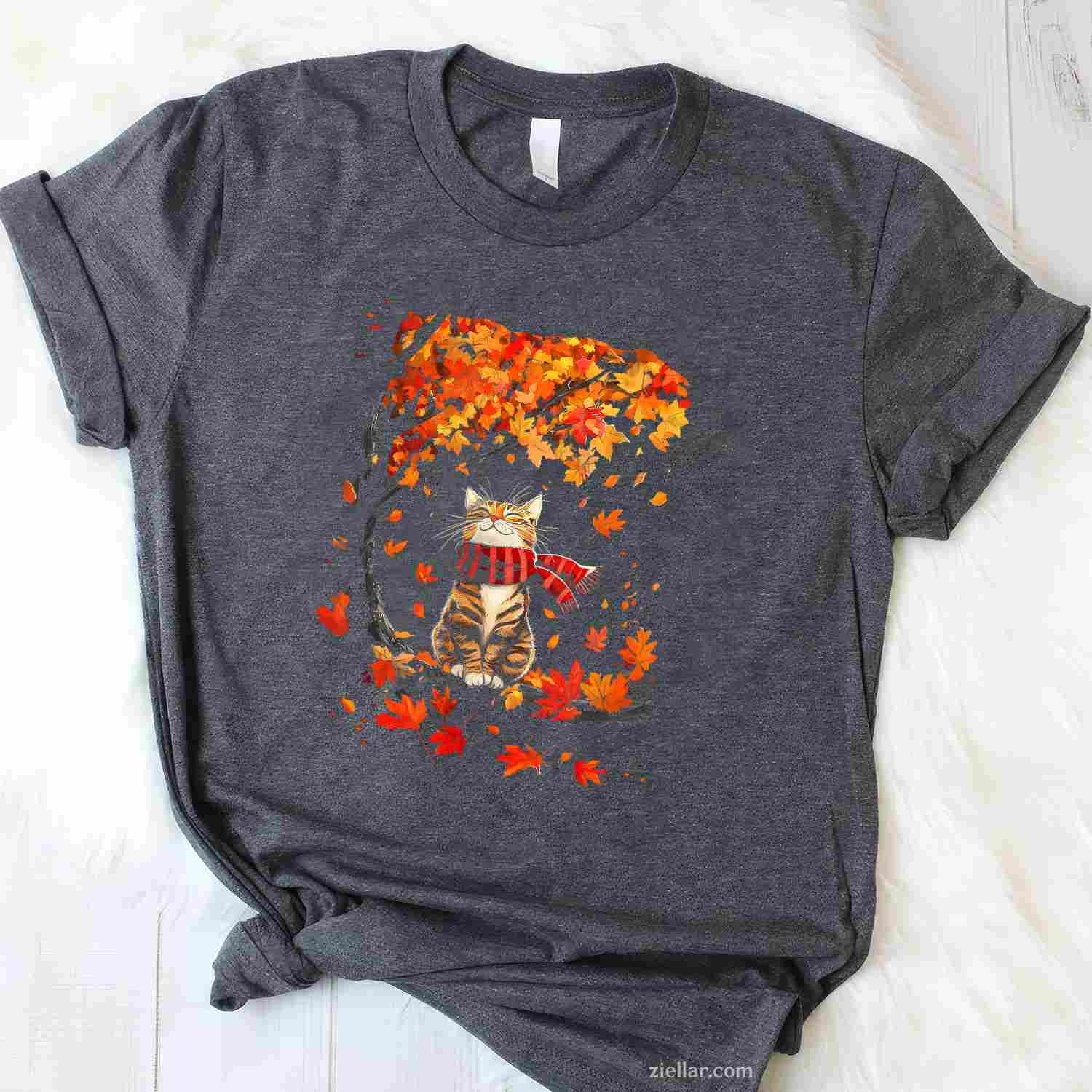 It's Fall Y'all Thanksgiving Cat Leaf Fall Tree Hello Autumn T-Shirt and Tee for Adults Men Women Unisex