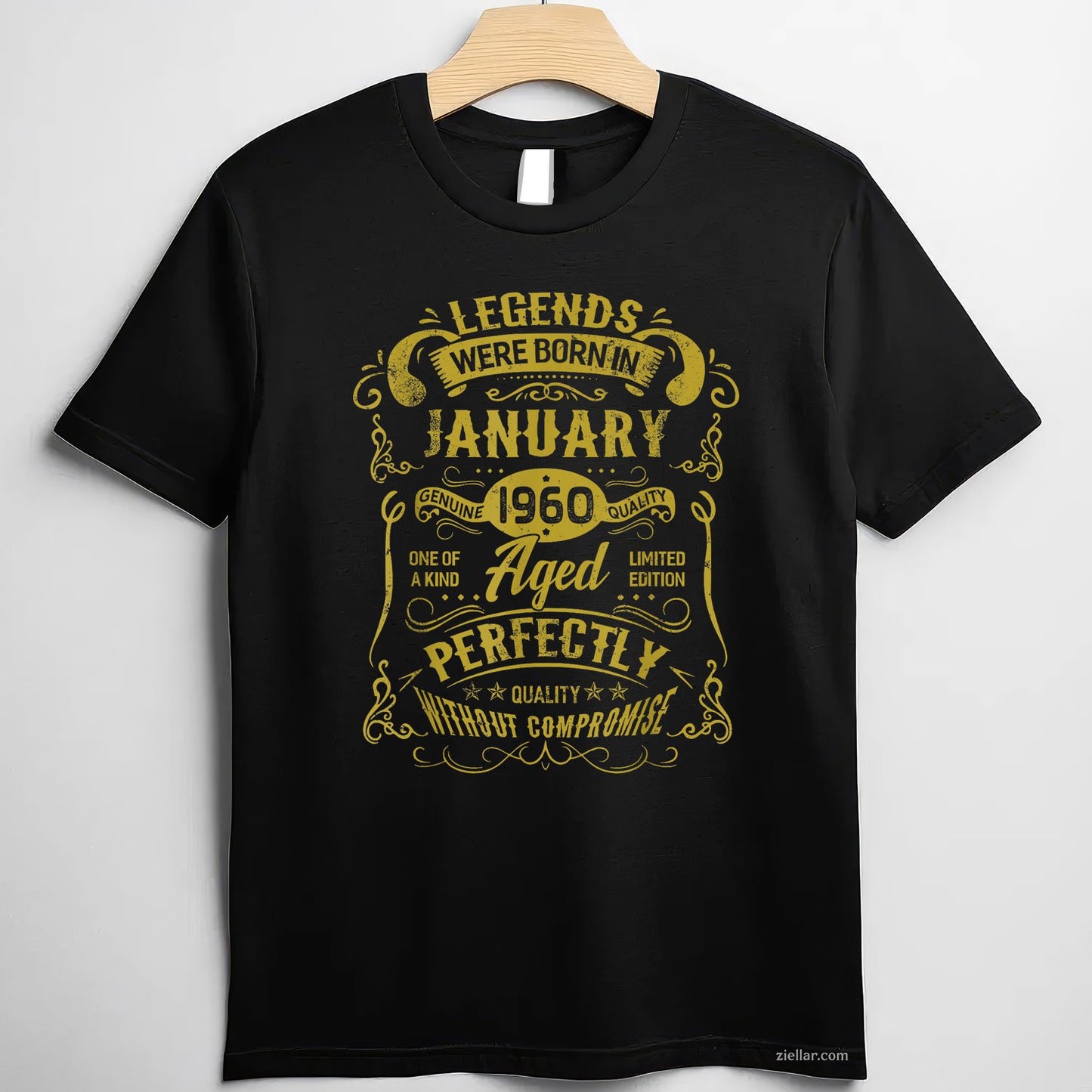 January 1960 Legends Were Born Tee and T-Shirt, Vintage Birthday T-Shirt for Adults Aged Perfectly