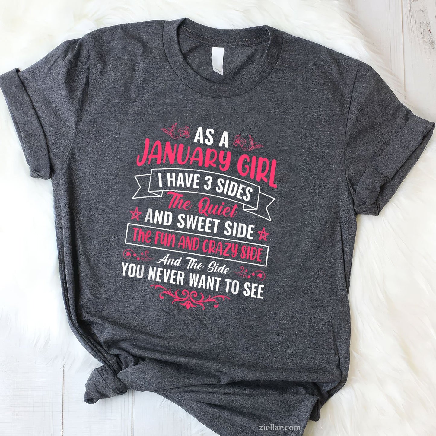 January Girl Birthday Tee and T-Shirt, Proud Birth Month Quote T-Shirt for Women Adults