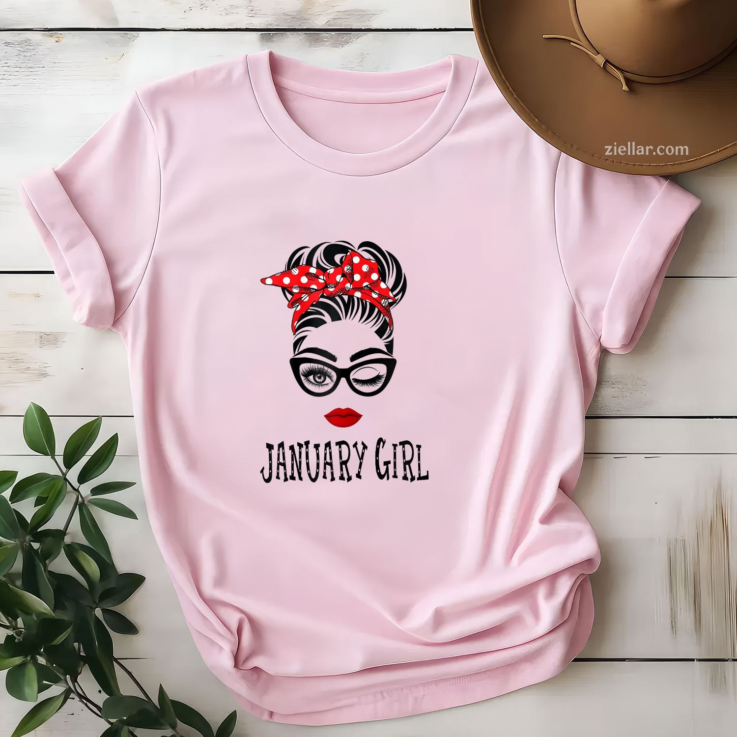 January Girl Wink Eye Face Tee and T-Shirt, Stylish Woman Birthday T-Shirt Gift for Adults