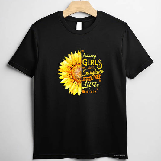 January Girls Are Sunshine and Storm Tee and T-Shirt, Funny Birthday T-Shirt for Women Adults