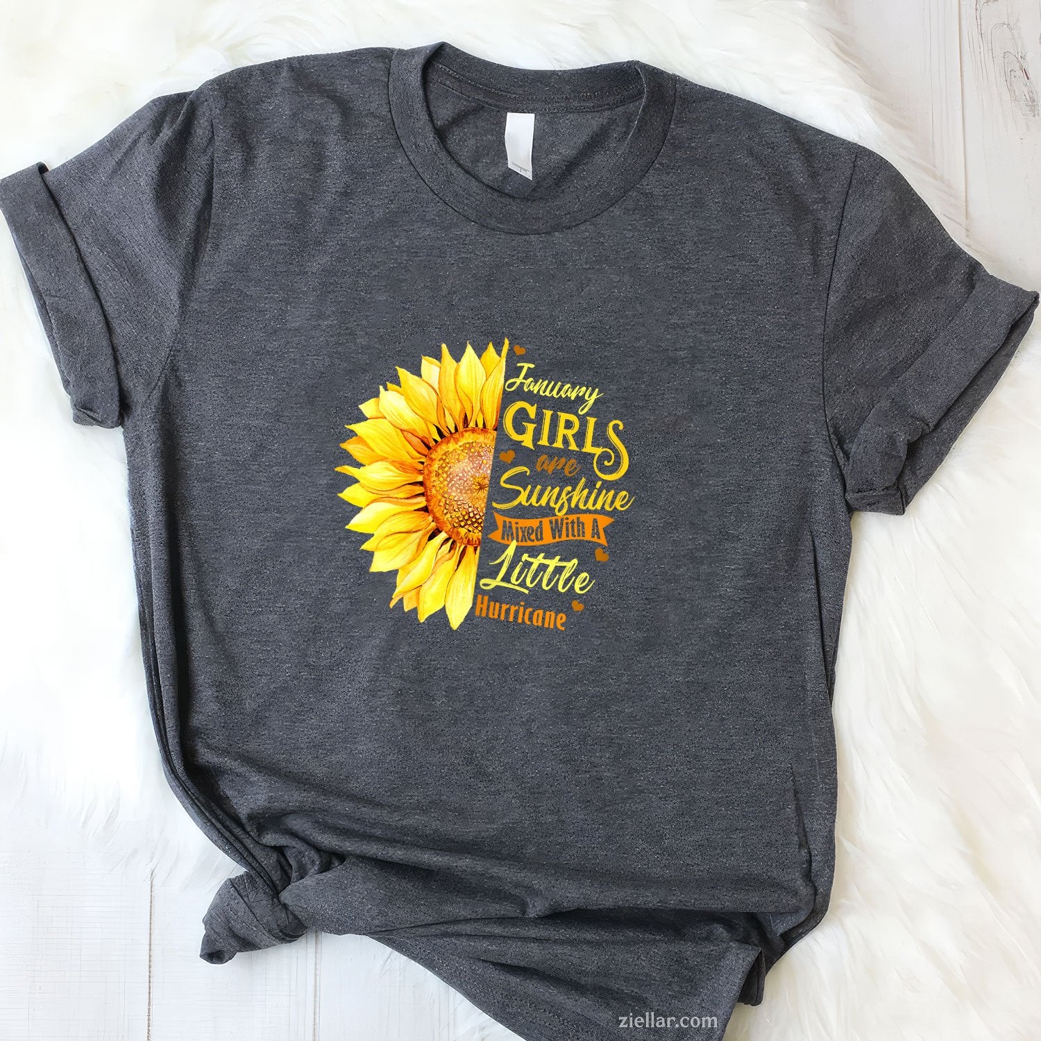January Girls Are Sunshine and Storm Tee and T-Shirt, Funny Birthday T-Shirt for Women Adults