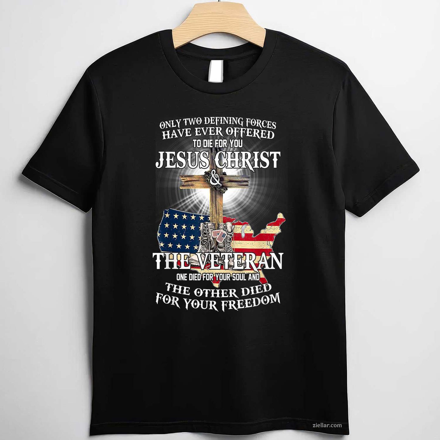 Jesus And Veteran, Died For Your Soul And Your Freedom T-Shirt And Tee For Adults
