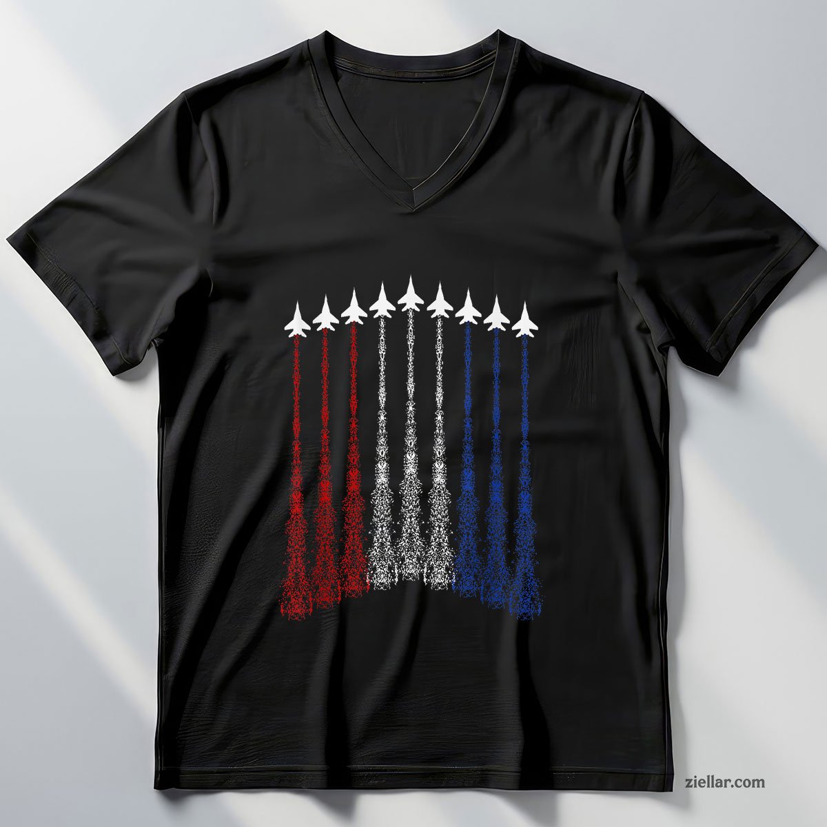 Jets 4th Of July For Men USA Patriotic Boys Graphic V-Neck Shirt, Independence Day Gift