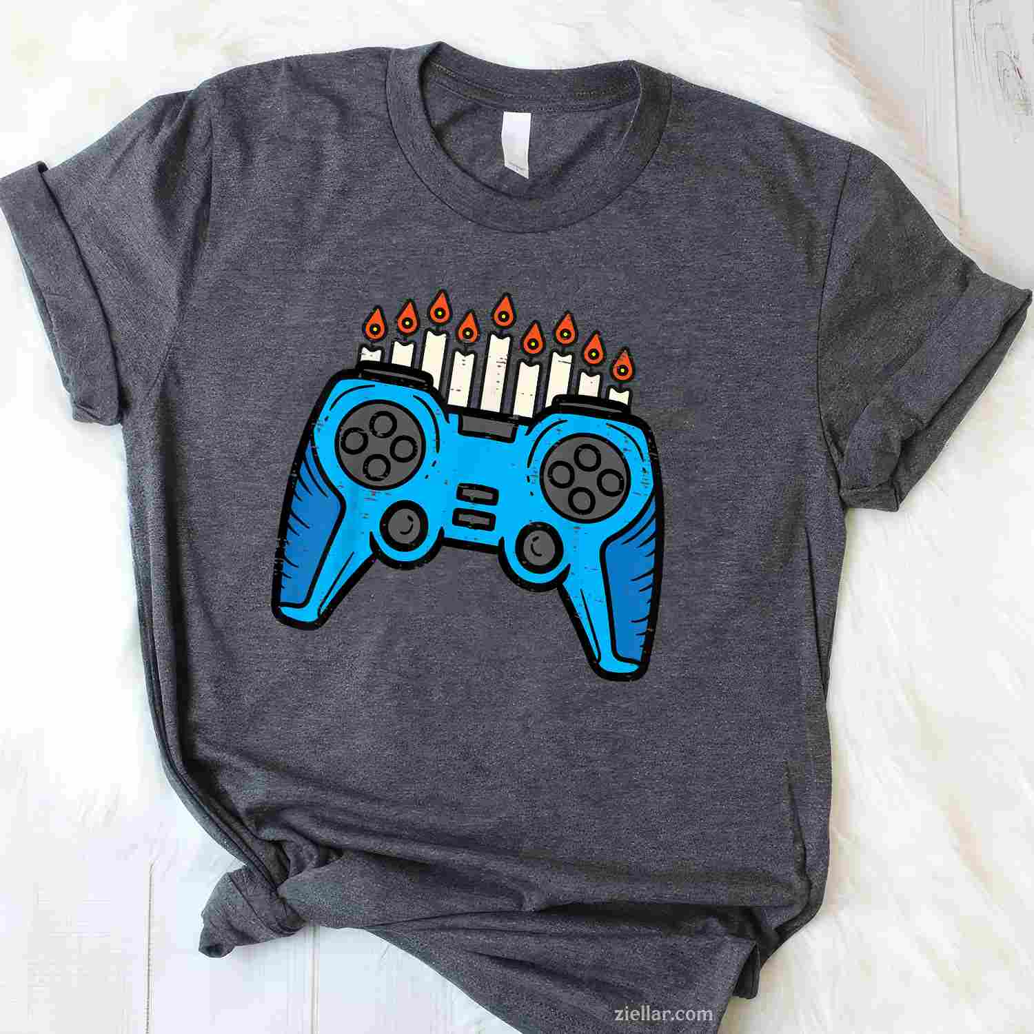 Jewish Video Game Gamer Hanukkah Chanukah Men Boy T-Shirt_ Funny Gaming Holiday Tee For Adults