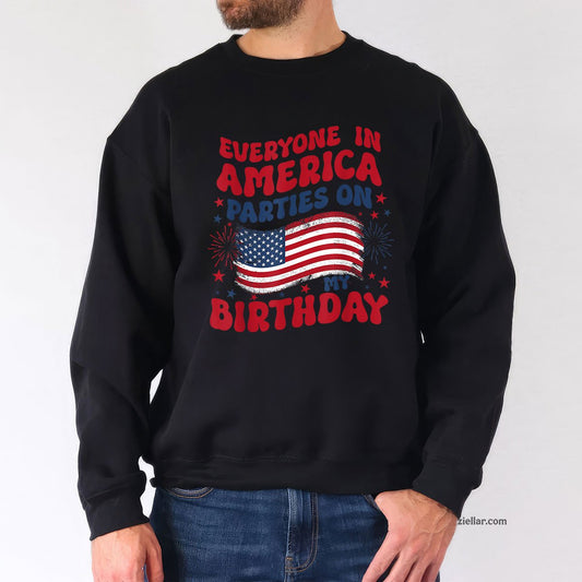July 4th Birthday Sweatshirt, Patriotic USA Independence Day Gift