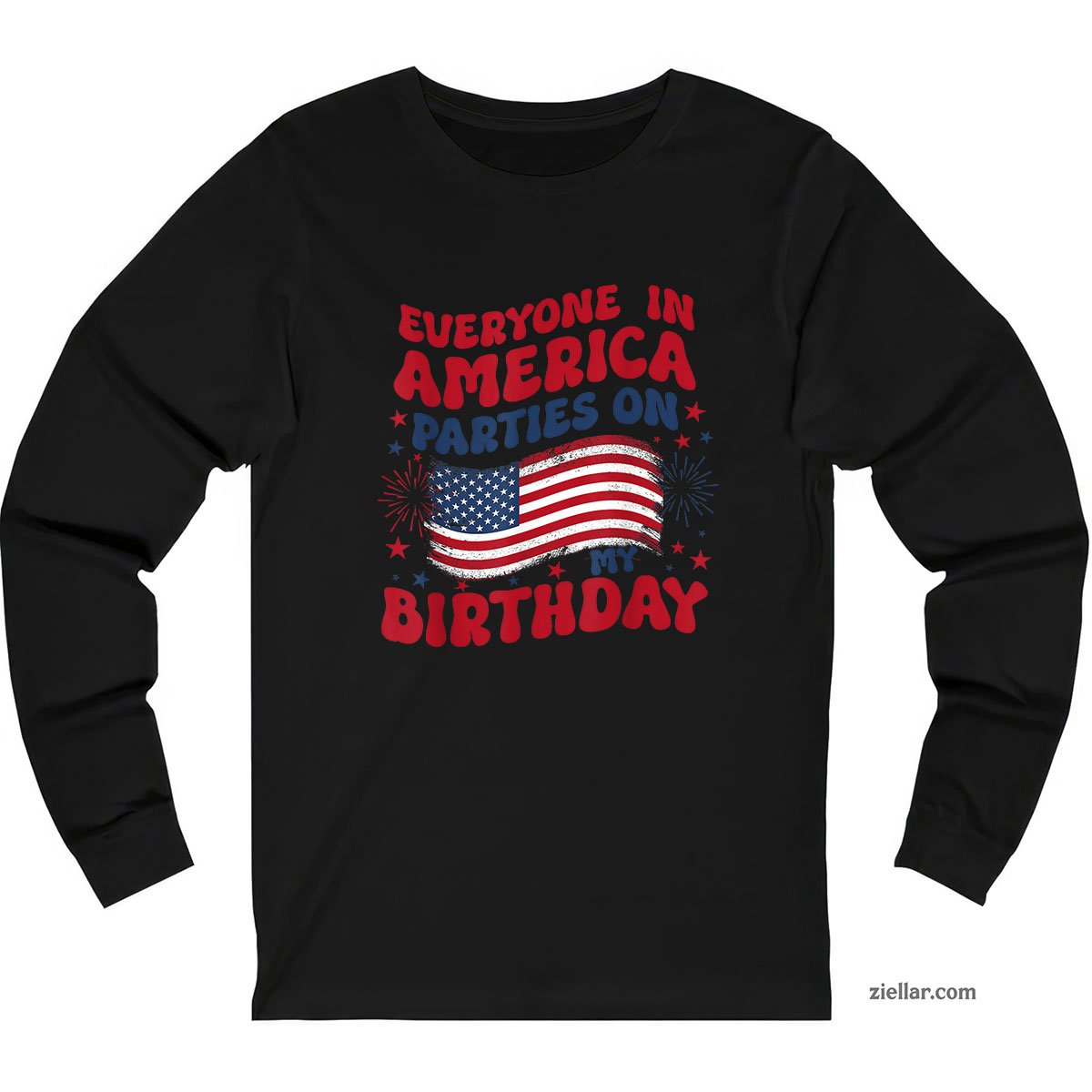 July 4th Birthday Long Sleeve Shirt, Patriotic USA Independence Day Gift