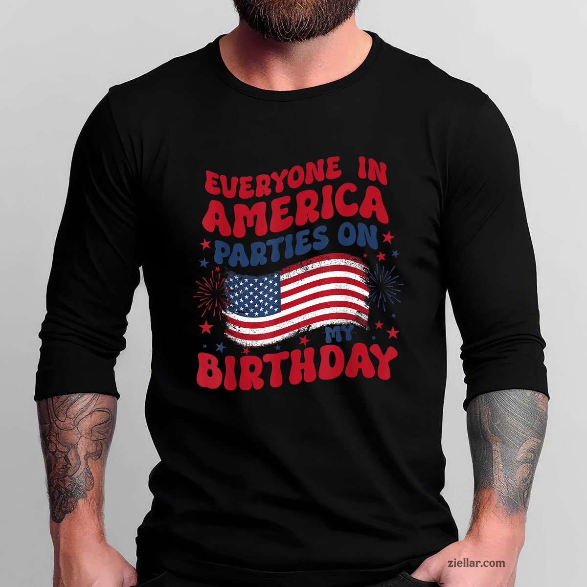July 4th Birthday Long Sleeve Shirt, Patriotic USA Independence Day Gift
