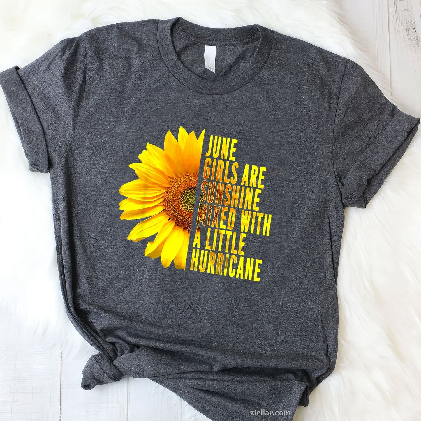 June Girls Are Sunshine Mixed Hurricane Sunflower Tee And