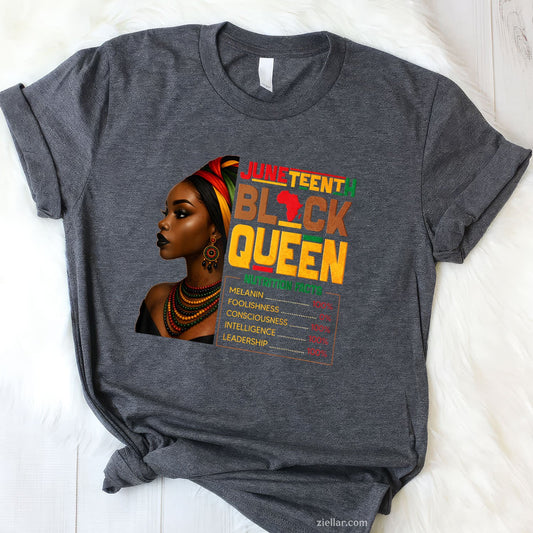 Juneteenth Black Queen Nutrition Facts Pride African Womens TShirt Unisex