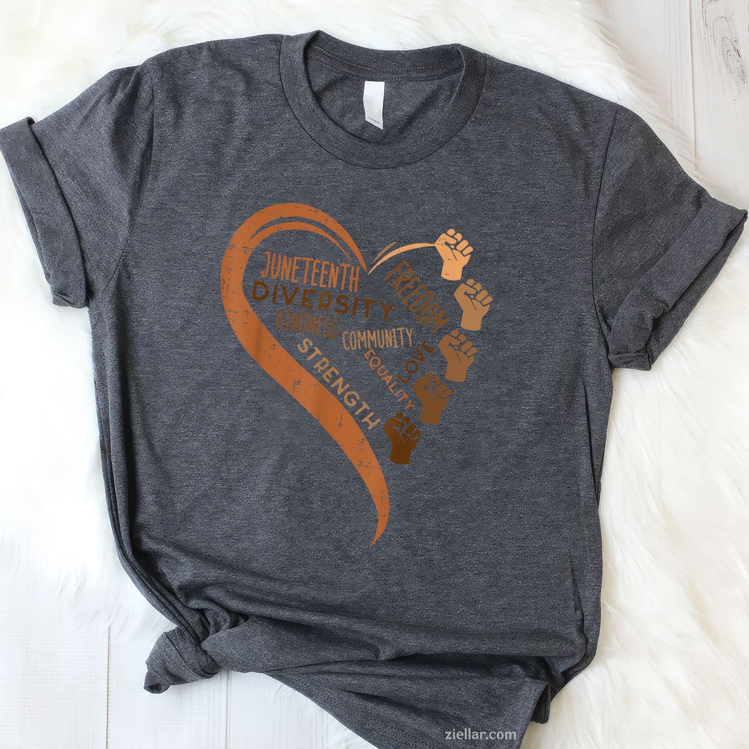 Juneteenth Heart Fists Black History Melanin Men Women Tee TShirt