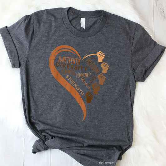 Juneteenth Heart Fists Black History Melanin Men Women Tee TShirt