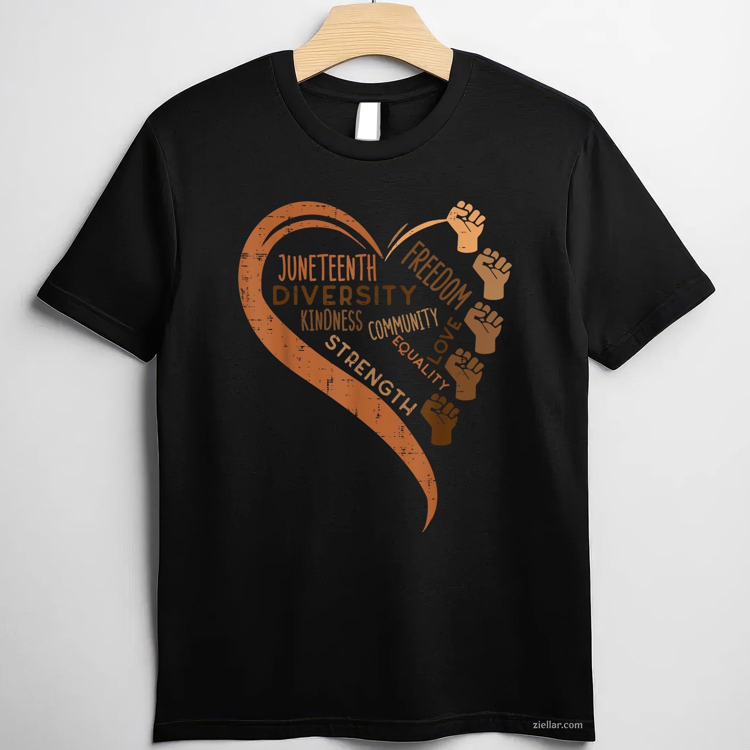 Juneteenth Heart Fists Black History Melanin Men Women Tee TShirt