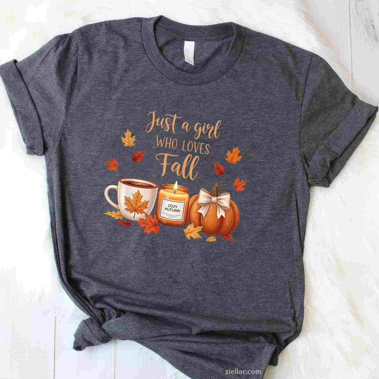 Just A Girl Who Loves Fall Pumpkin Cozy Autumn T-Shirt and Tee for Adults Men Women Unisex Tee Gift
