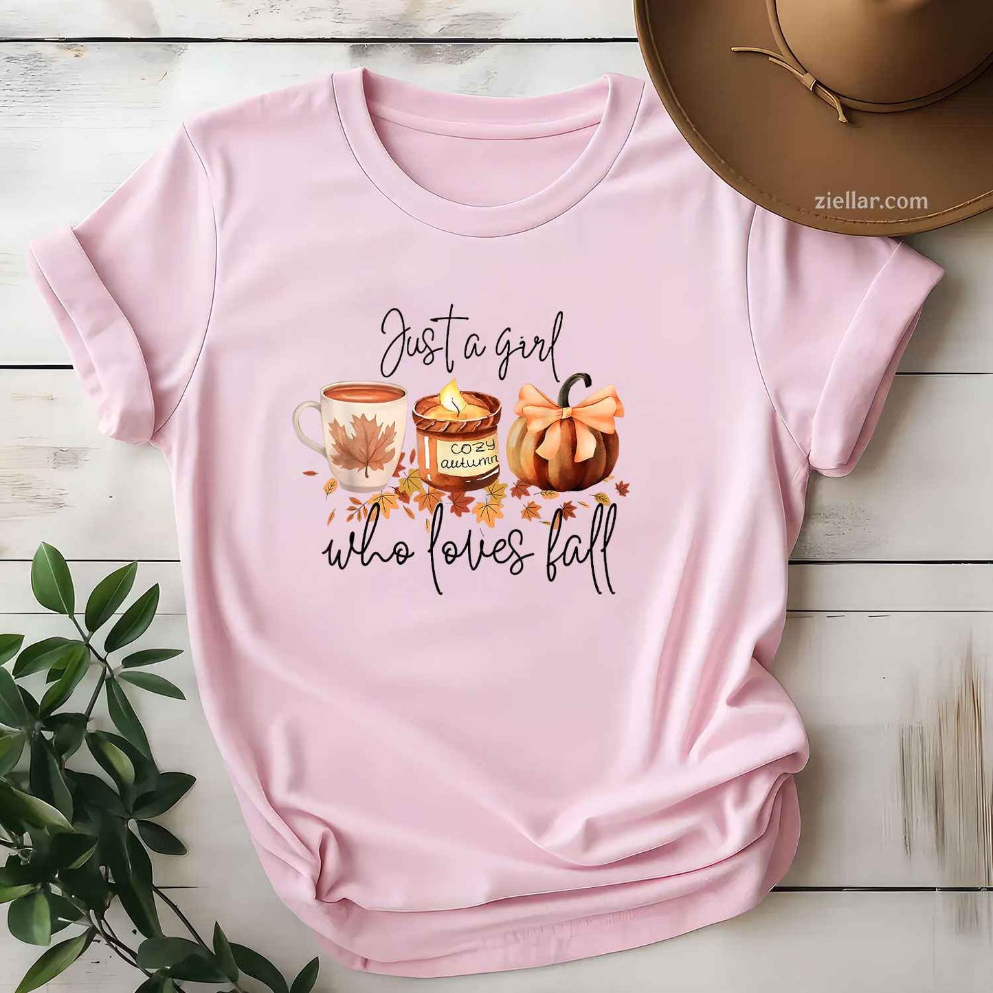 Just A Girl Who Loves Fall Pumpkin Cozy Autumn T-Shirt and Tee for Adults Men Women Unisex