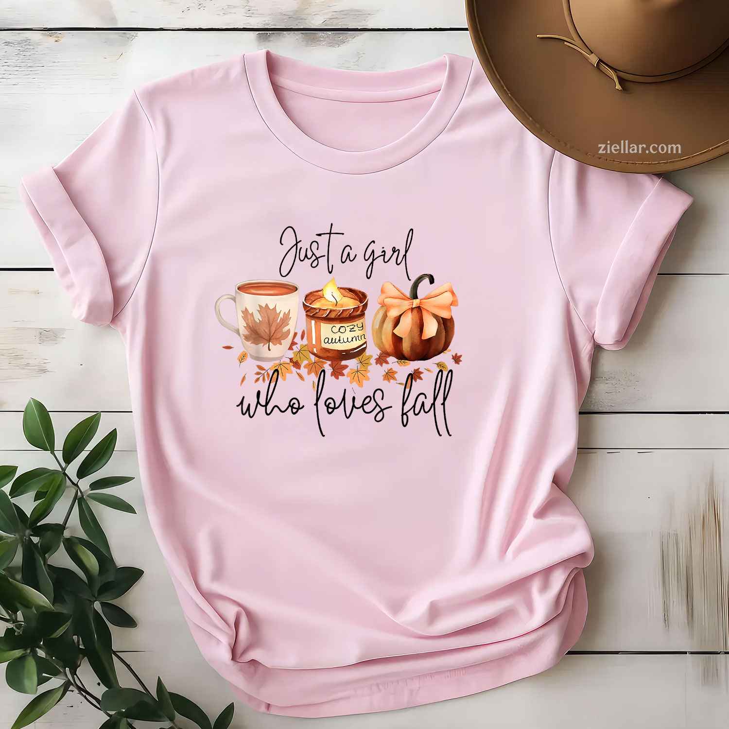 Just A Girl Who Loves Fall Pumpkin Cozy Autumn T-Shirt and Tee for Adults Men Women Unisex