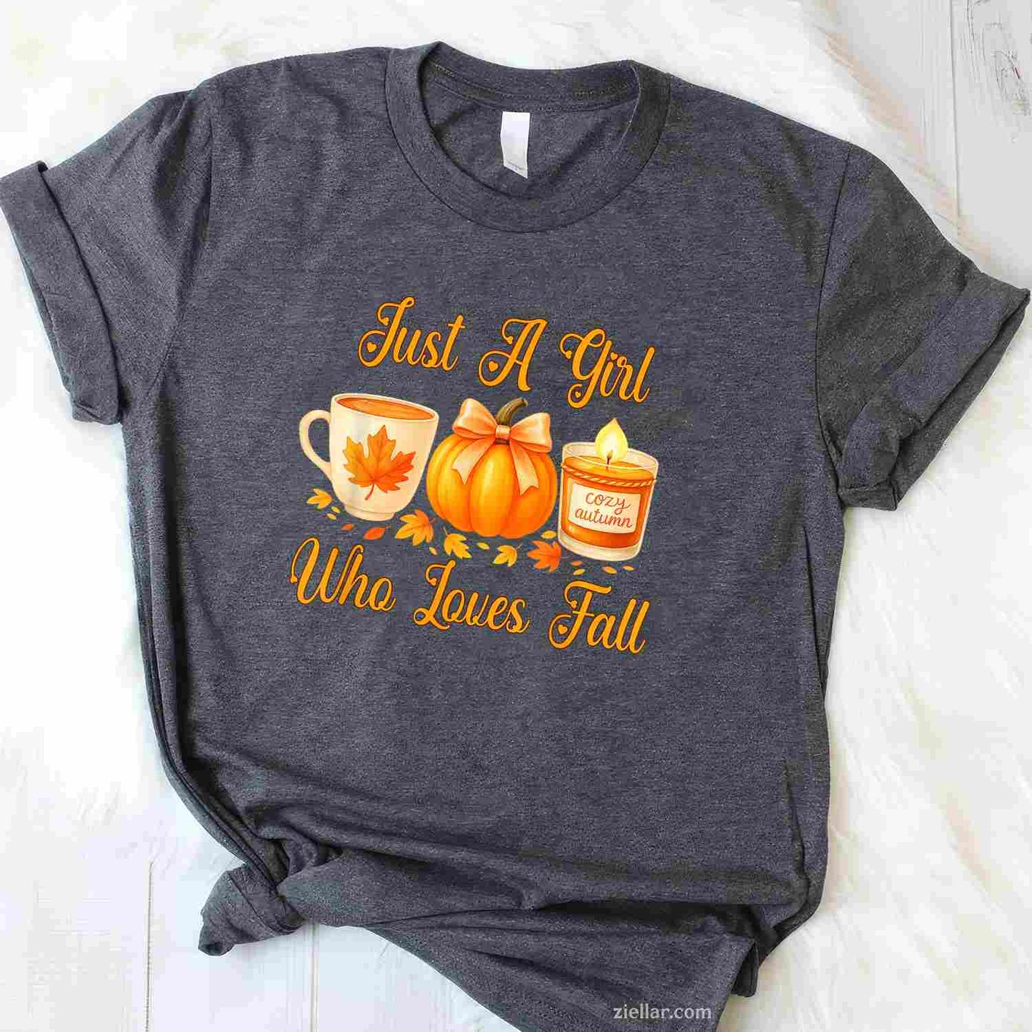 Just A Girl Who Loves Fall Pumpkin Cozy Autumn T-Shirt and Tee for Adults Men Women Unisex Perfect Gift