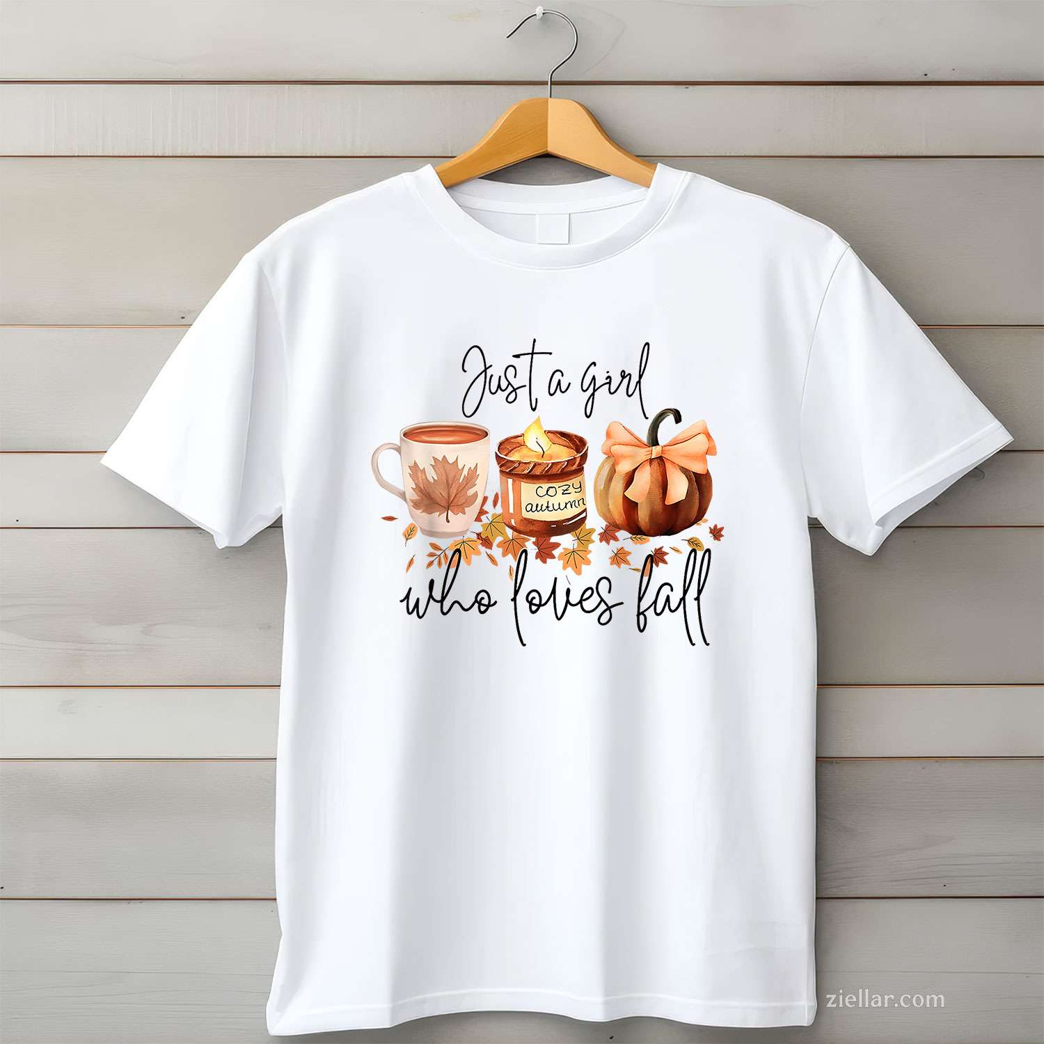 Just A Girl Who Loves Fall Pumpkin Cozy Autumn T-Shirt and Tee for Adults Men Women Unisex
